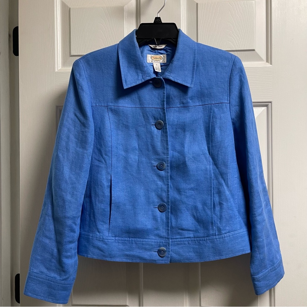 Talbots Petite Ladies Jacket Blazer Irish Linen Blue Size 6